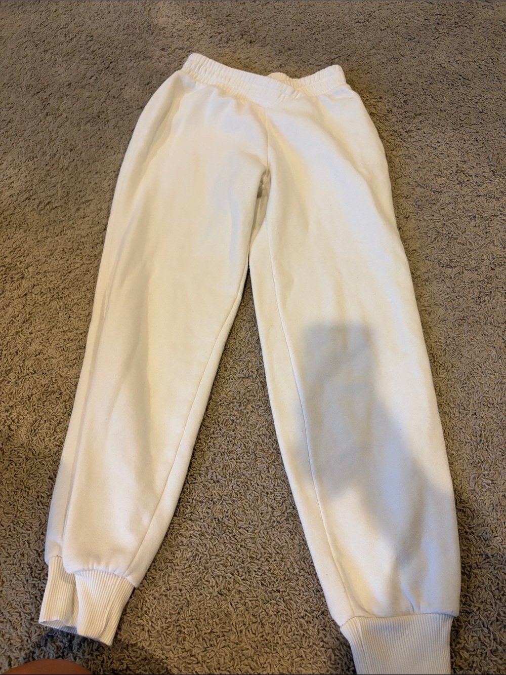 Buckle White Fleece Jogger Pants